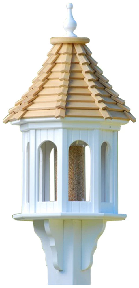 Large Gazebo Bird Feeder-Vinyl With Cypress Roof 14x36 - Image 2