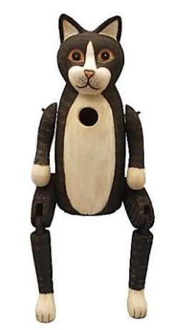 Black And White Tall Cat Birdhouse