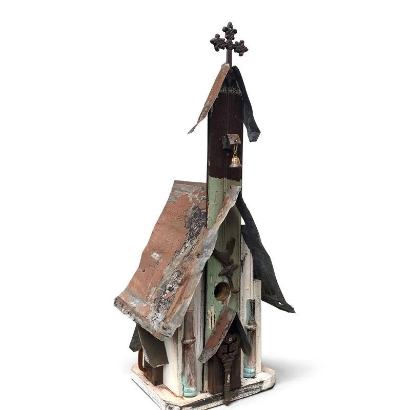 Barn Wood & Tin Church Birdhouses - Image 5