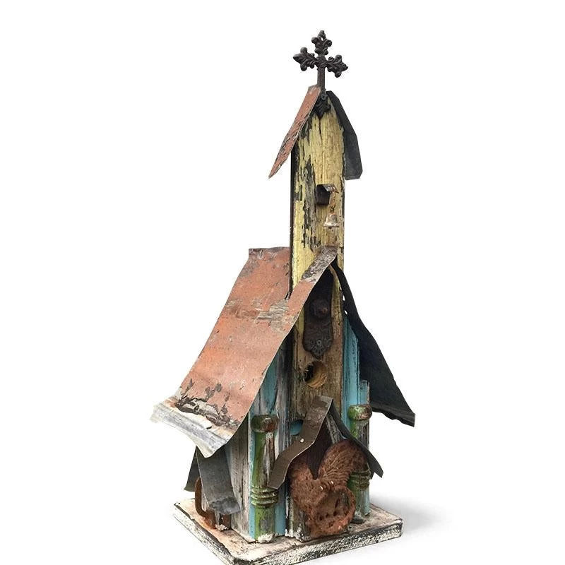 Barn Wood & Tin Church Birdhouses - Image 6