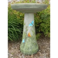 Butterfly Meadow Bird Bath-Locking Top
