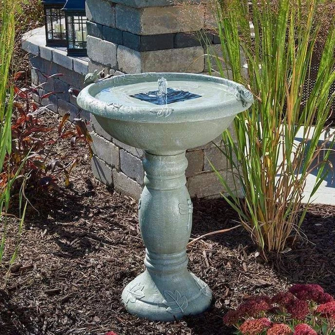 Country Gardens Tall Solar Fountain Birdbath - Image 2