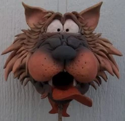 Zany Cat-3 Ceramic Birdhouse