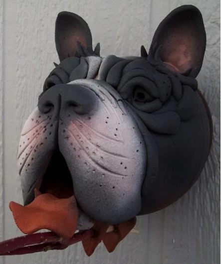 Boston Terrier Ceramic Birdhouse