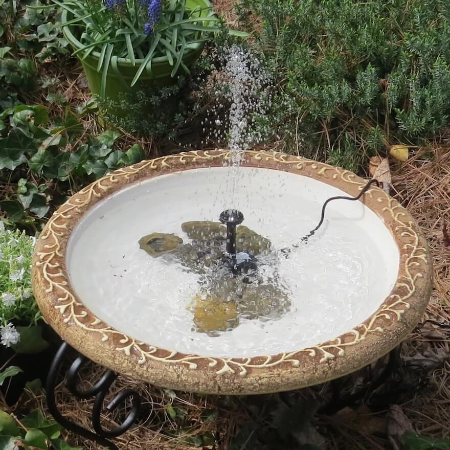 Large Solar Fountain Bird Bath - Image 2