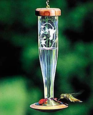 Crystal Etched Hummingbird Feeder- Clear Or Cobalt - Image 2