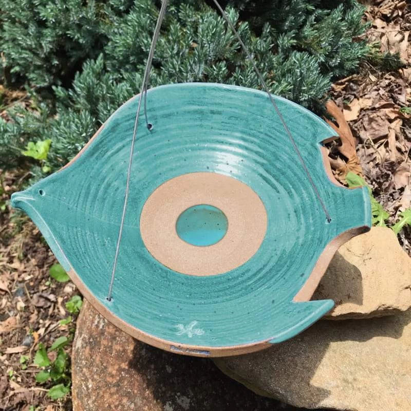 Pottery Hanging Bird Bath- Bird In Flight
