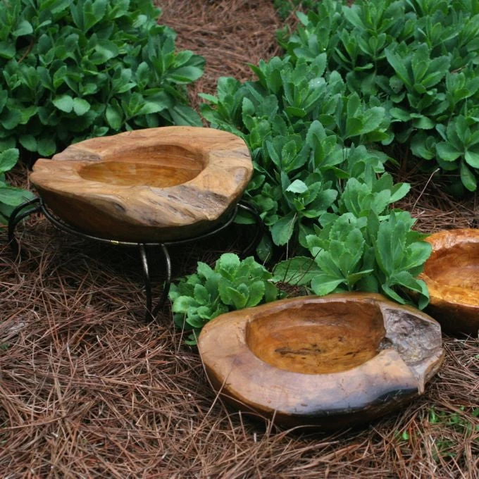 Teak Bird Bath, Deck-Mount Or Ground 2 Sizes - Image 3
